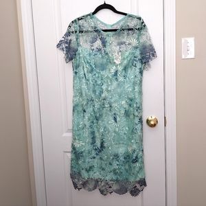 NWT✨Cleo Aqua & Navy Lace dress with lining